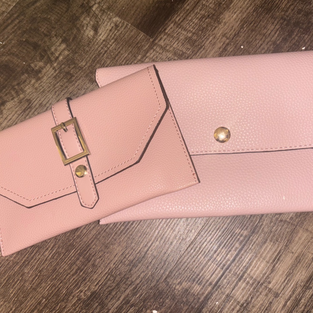 Elegant Pink Clutch and Wristlet Set